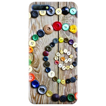 Husa silicon pentru Huawei Y6 2018, Colorful Buttons Spiral Wood Deck Husa silicon pentru Huawei Y6 2018, Colorful Buttons Spiral Wood Deck