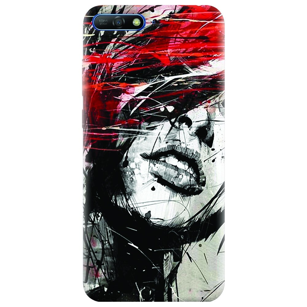 Husa silicon pentru Huawei Y6 2018, Byroglyphics Woman Drawing