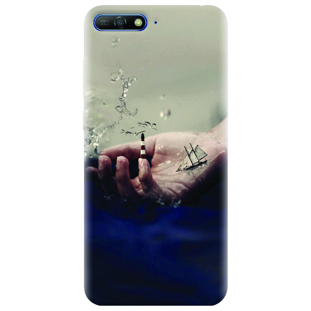 Husa silicon pentru Huawei Y6 2018, 3D Hand Ocean Render