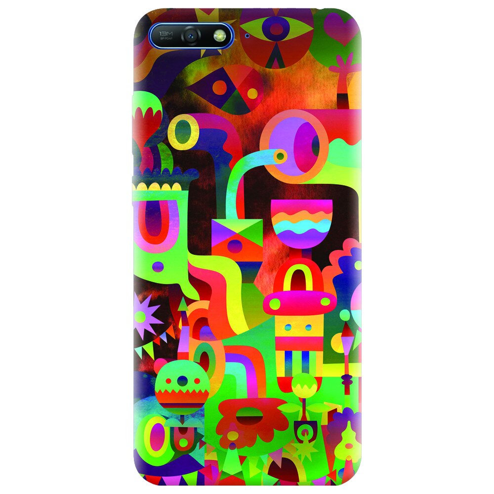 Husa silicon pentru Huawei Y6 2018, Abstract Colorful Shapes