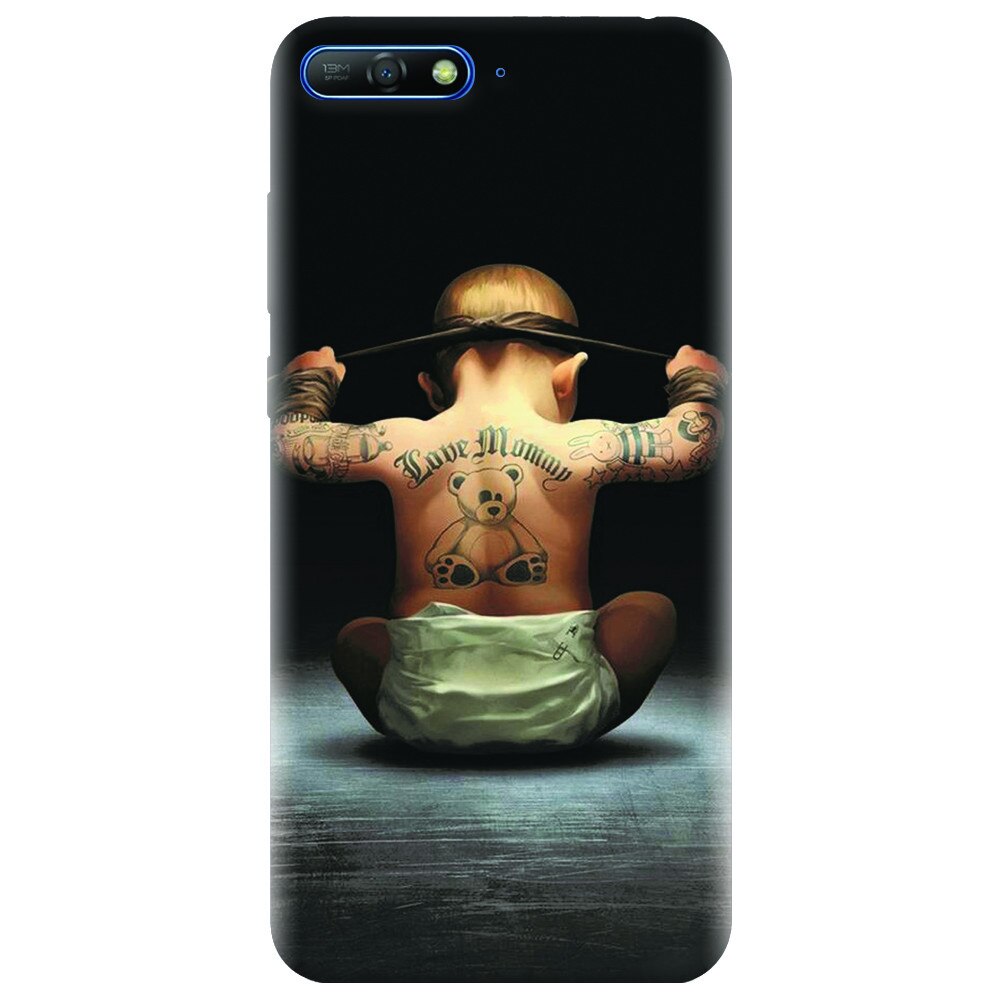 Husa silicon pentru Huawei Y6 2018, Body Builder Cute Baby Tattoo