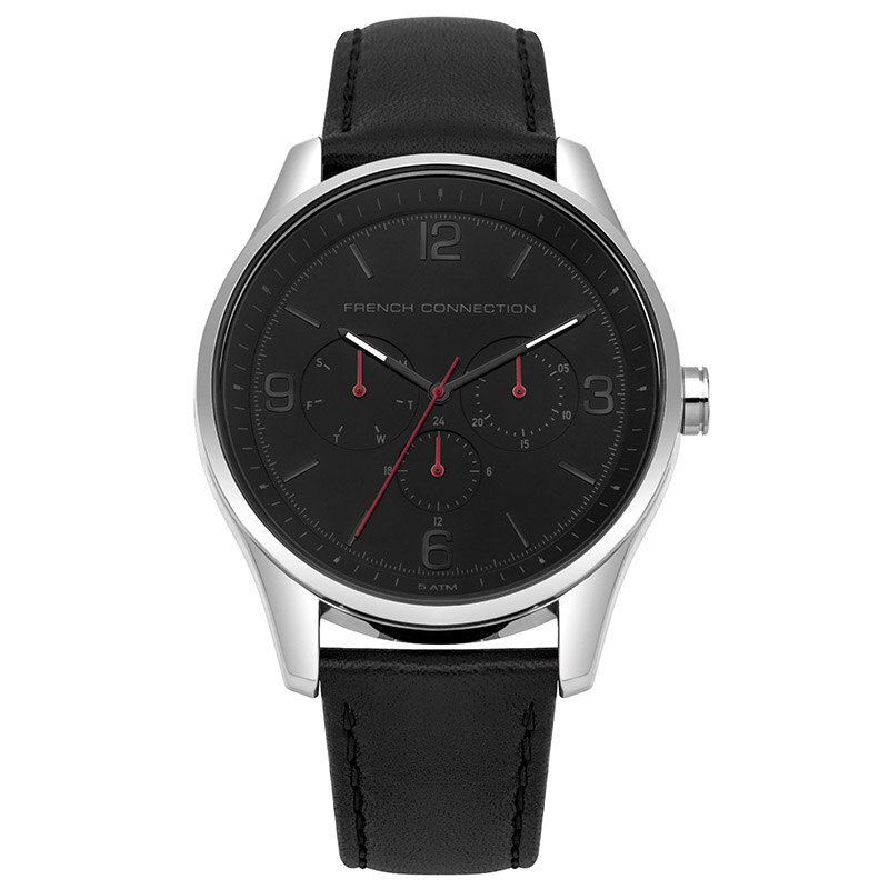 Ceas barbatesc, French Connection, curea de piele neagra, FC1307B