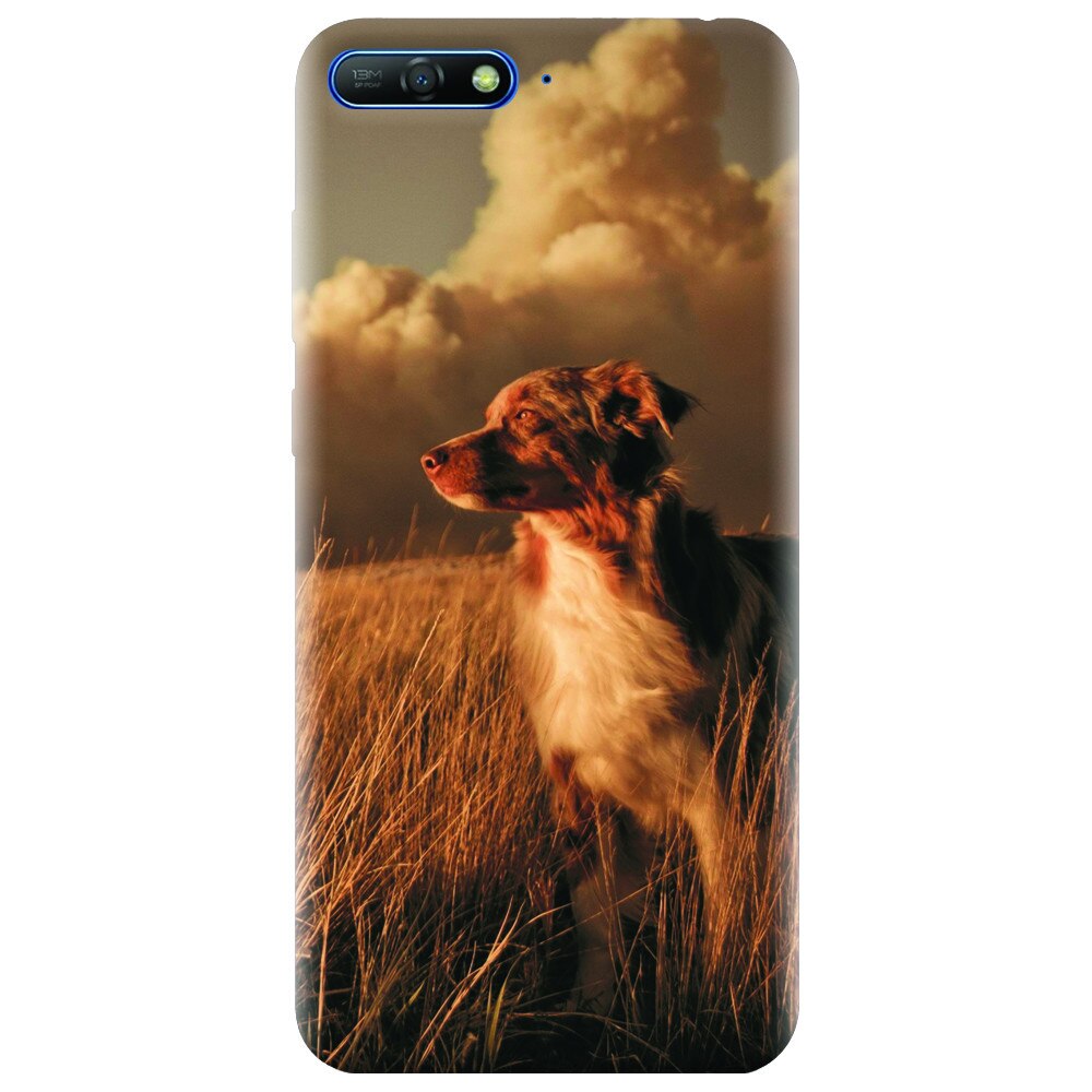 Husa silicon pentru Huawei Y6 2018, Alone Dog Animal In Grass