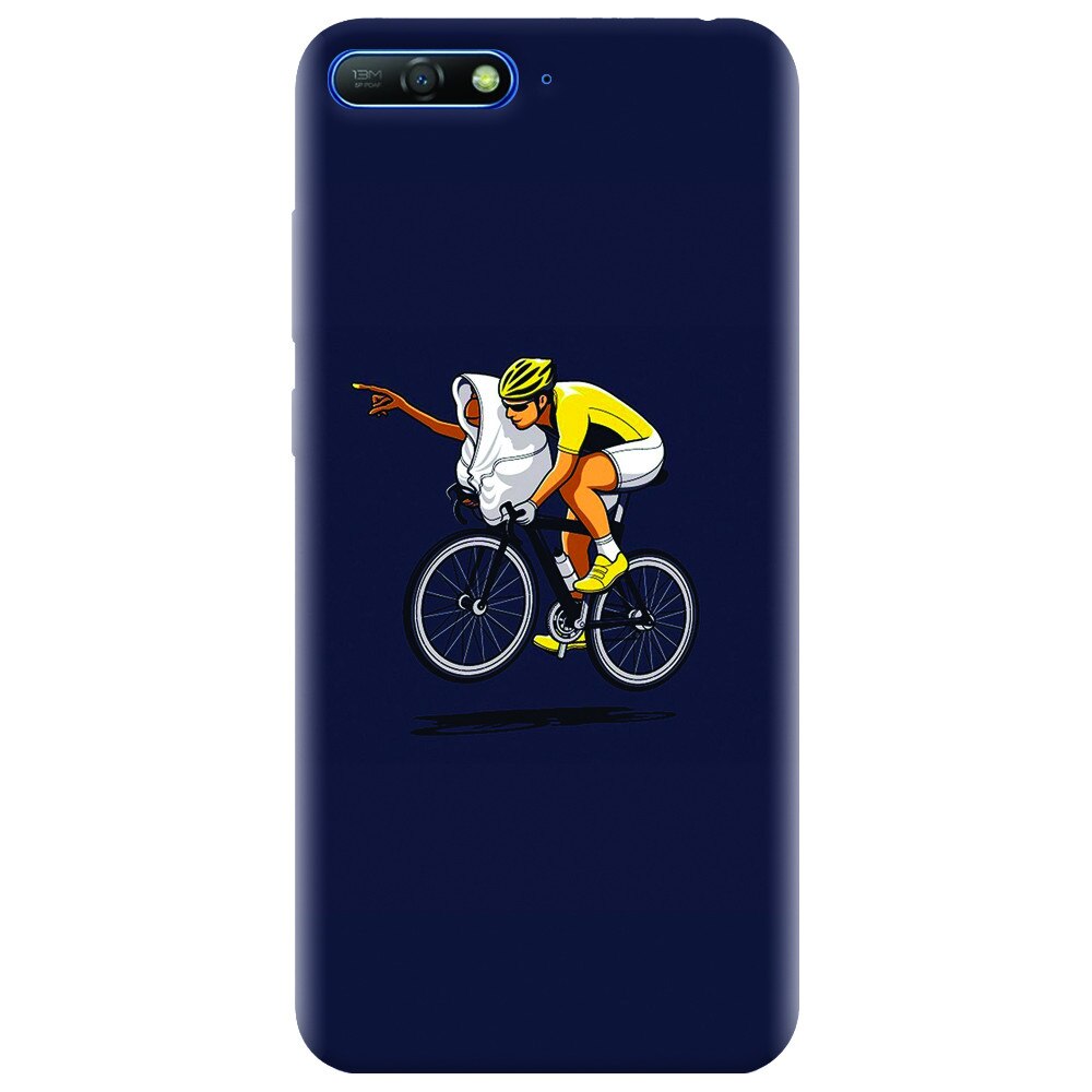 Husa silicon pentru Huawei Y6 2018, ET Riding Bike Funny Illustration