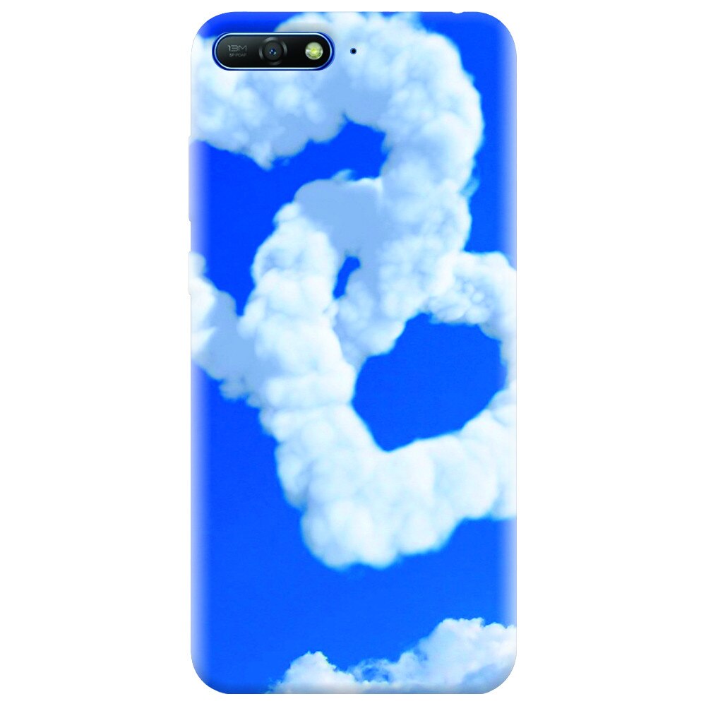Husa silicon pentru Huawei Y6 2018, Heart Shaped Clouds Blue Sky