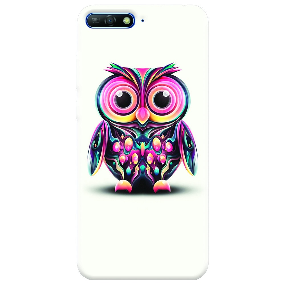 Husa silicon pentru Huawei Y6 2018, Colorful Owl Illustration