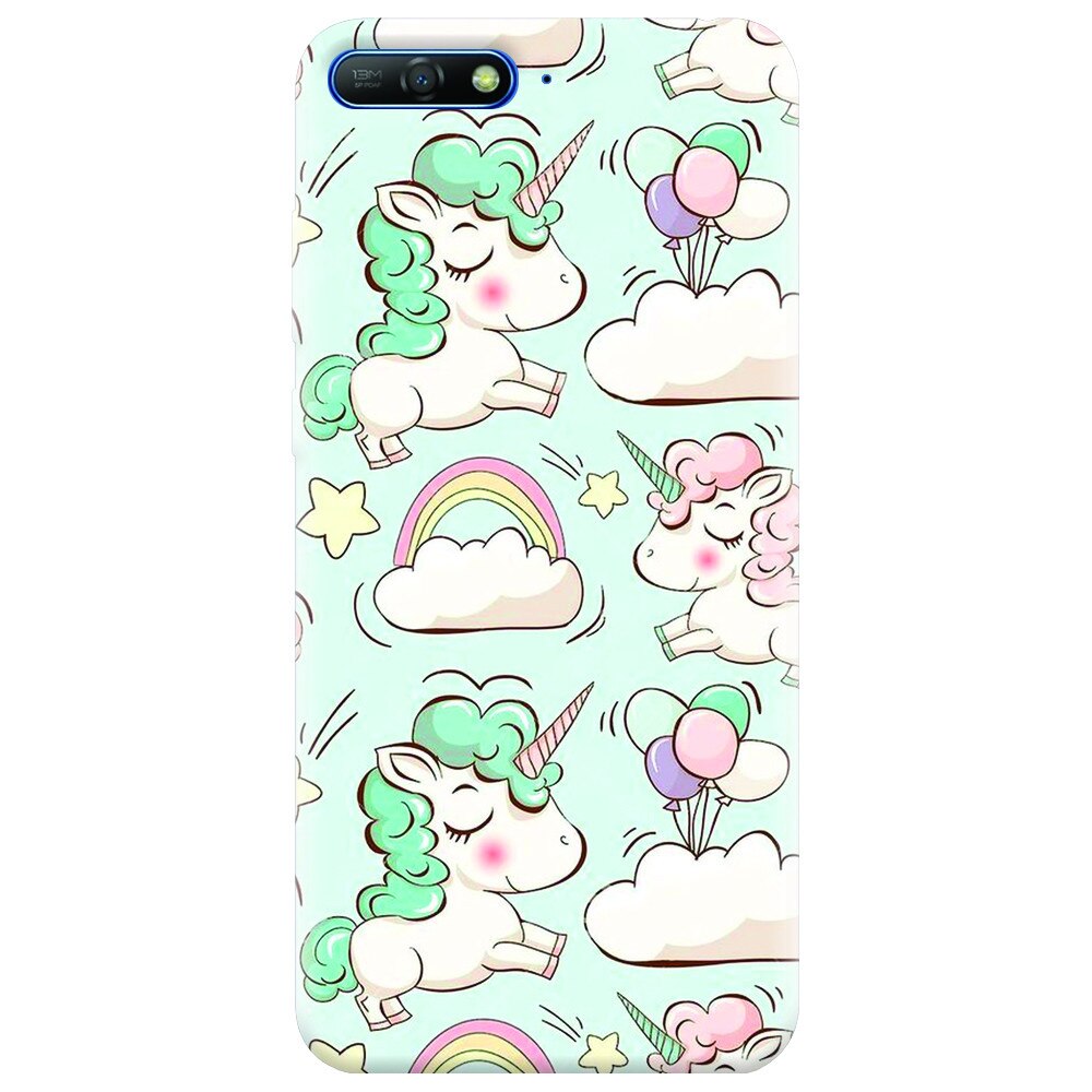 Husa silicon pentru Huawei Y6 2018, Unicorns And Clouds