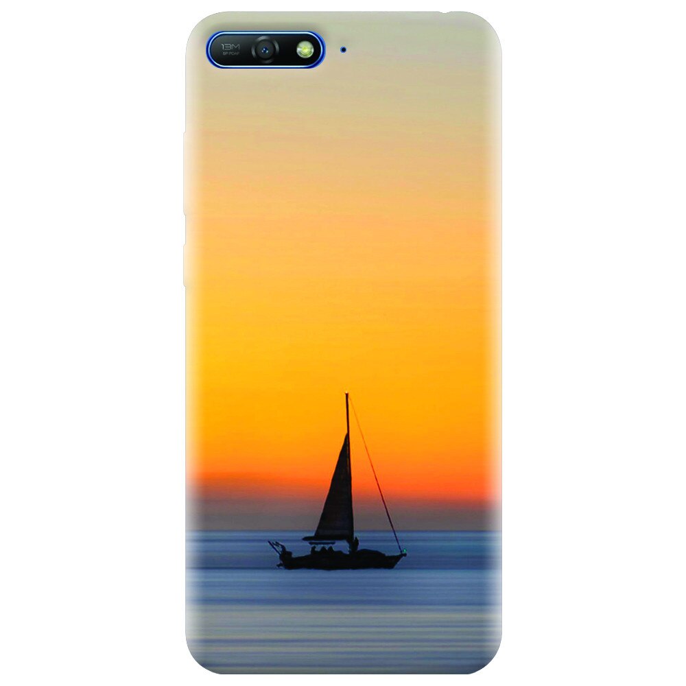 Husa silicon pentru Huawei Y6 2018, Wind Sail Boat Ocean Sunset