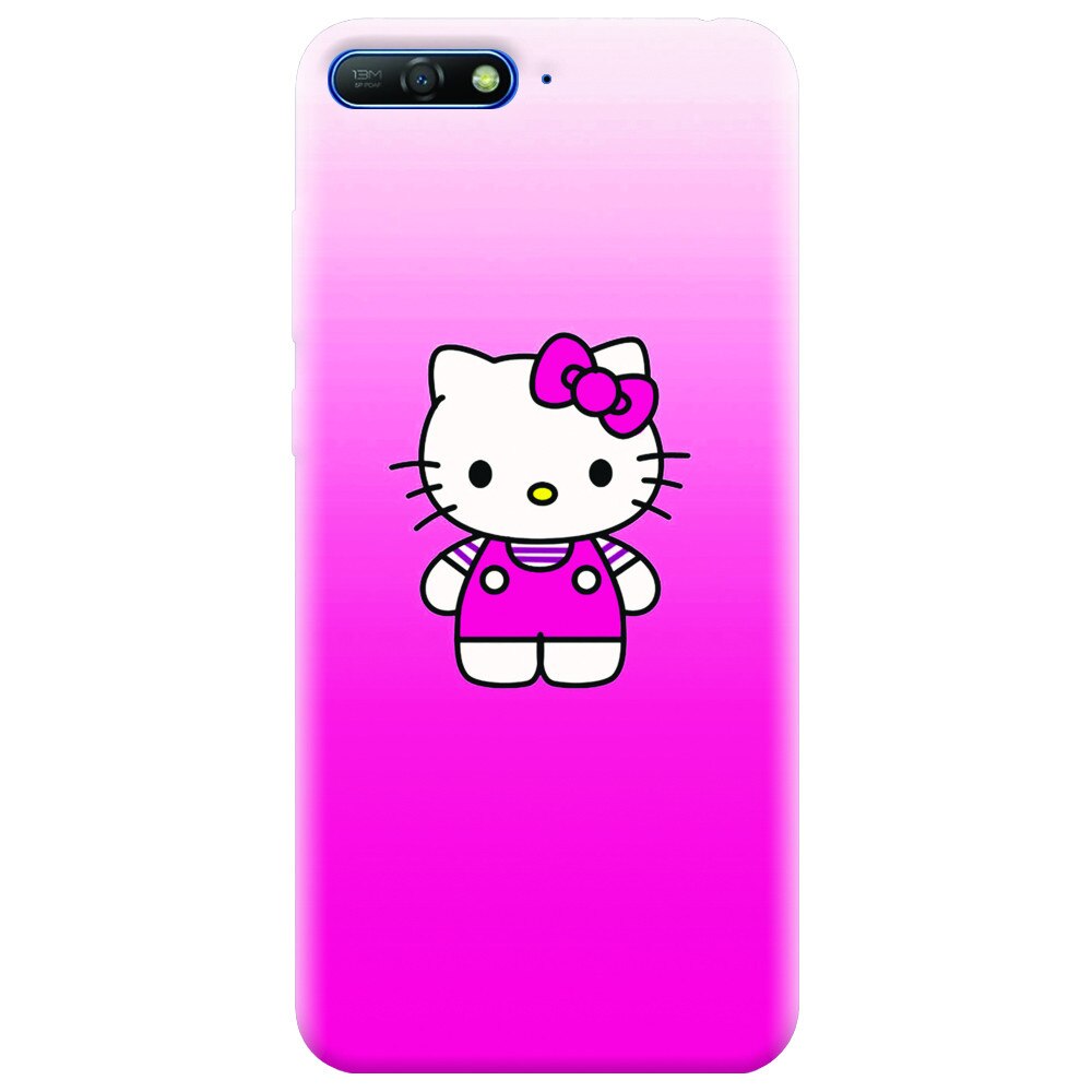 Husa silicon pentru Huawei Y6 2018, Cute Pink Catty