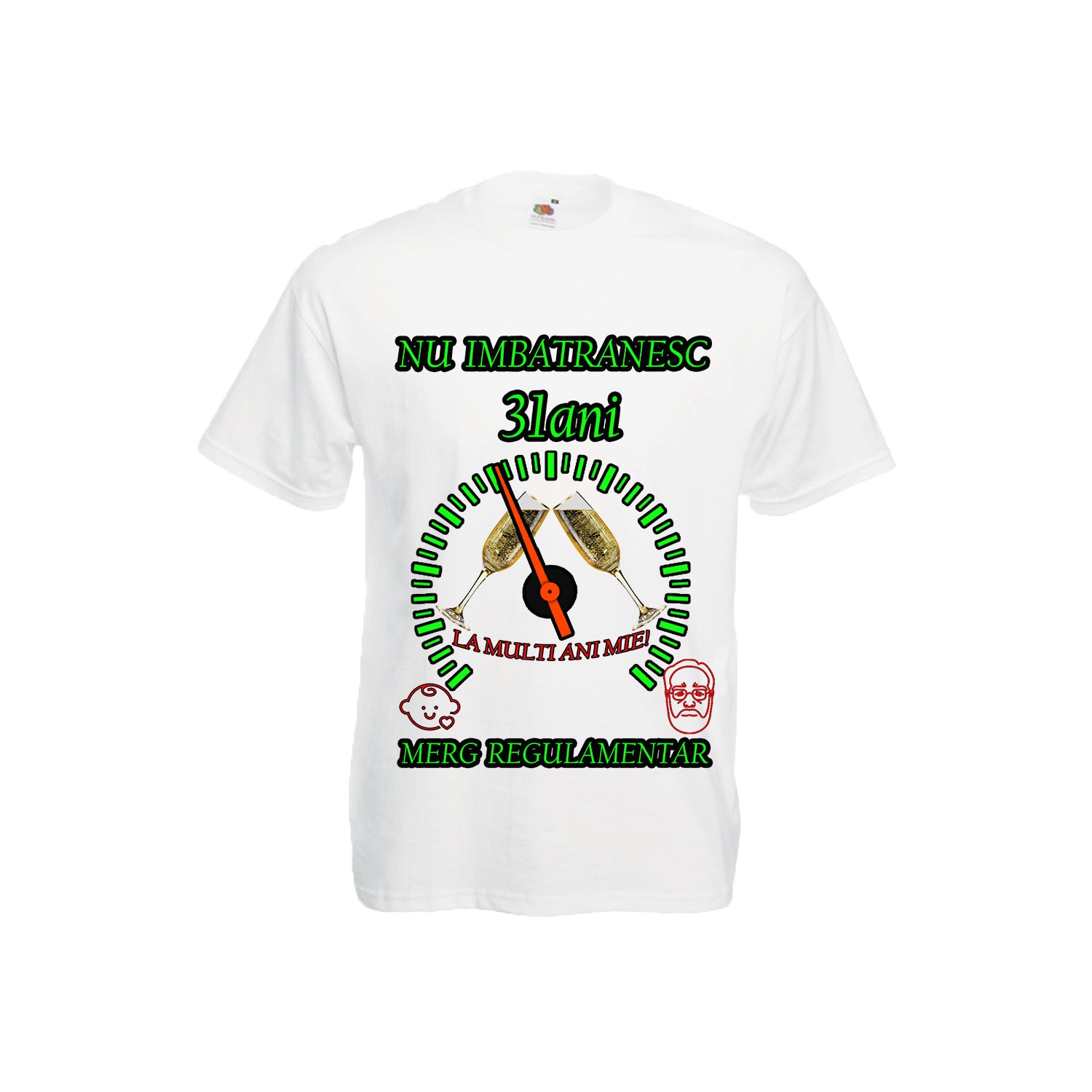 Tricou personalizat Fruit of the loom barbat nu imbatranesc 31 ani alb M