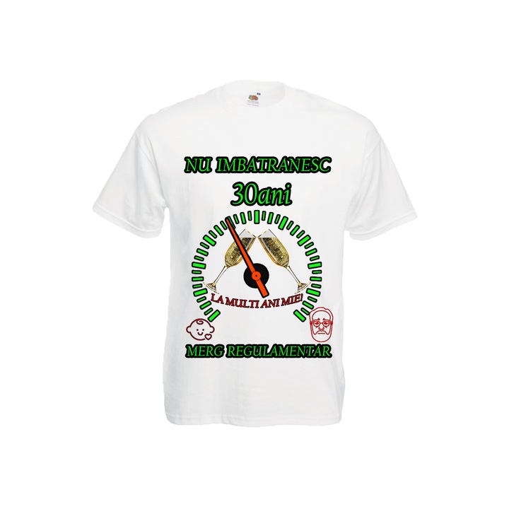 Tricou personalizat Fruit of the loom barbat nu imbatranesc 30 ani alb XL