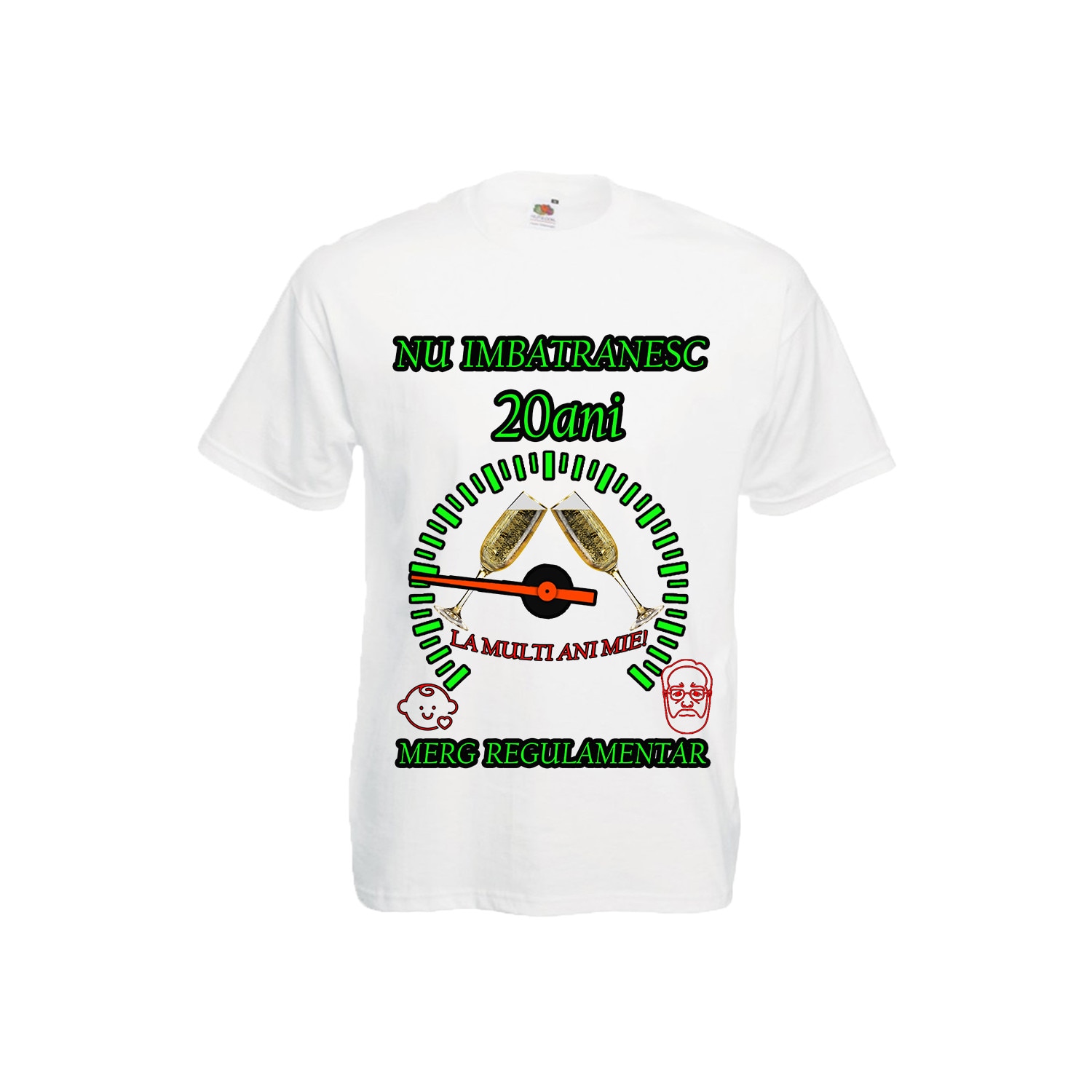 Tricou personalizat Fruit of the loom merg regulamentar 20 ani alb S