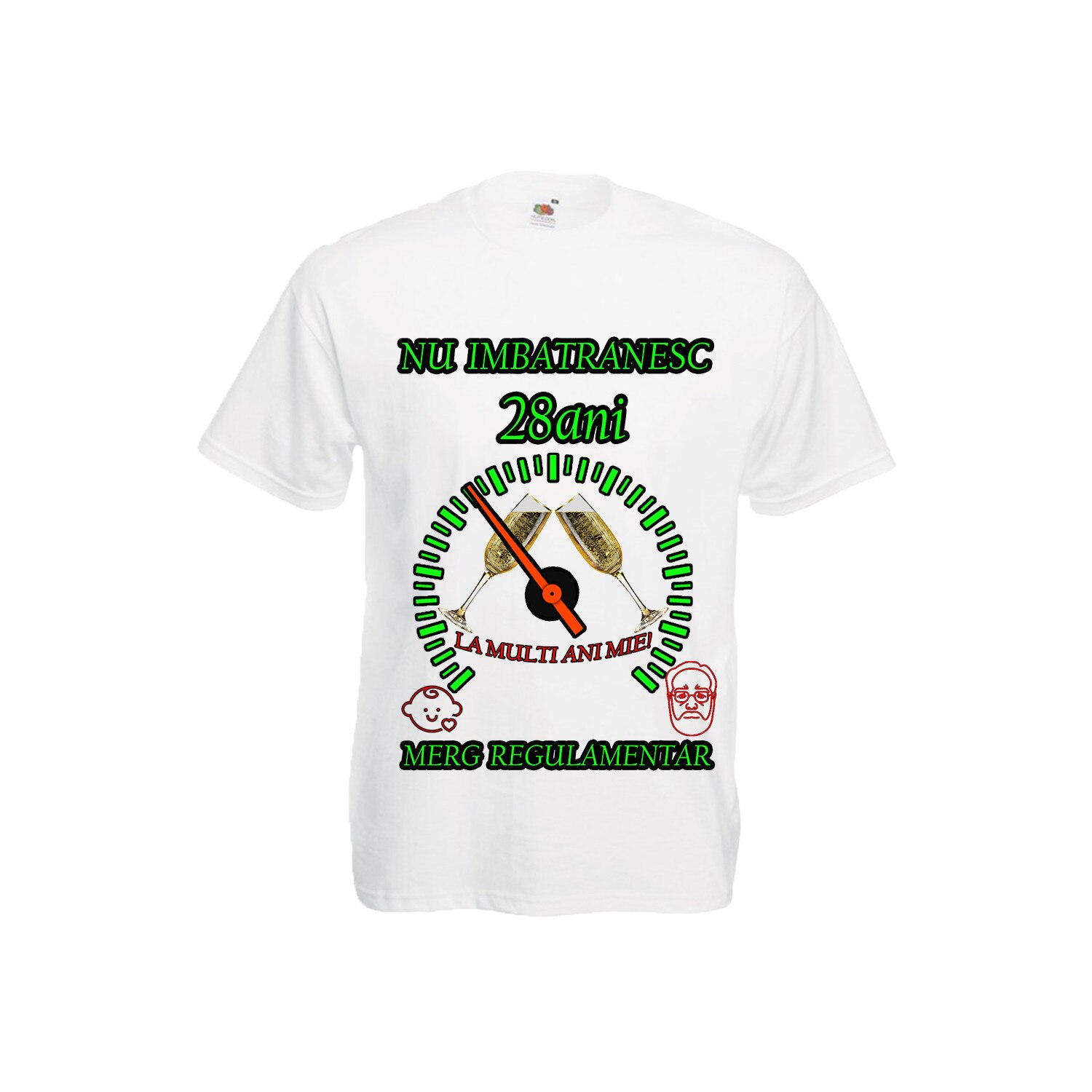 Tricou personalizat Fruit of the loom merg regulamentar 28 ani alb, Alb, M