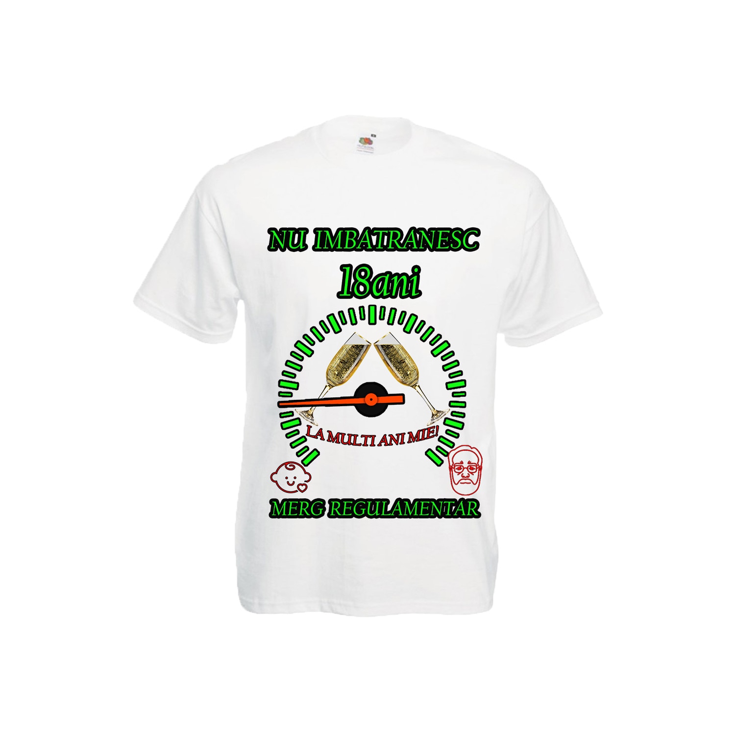Tricou personalizat Fruit of the loom barbat nu imbatranesc 18 ani alb M