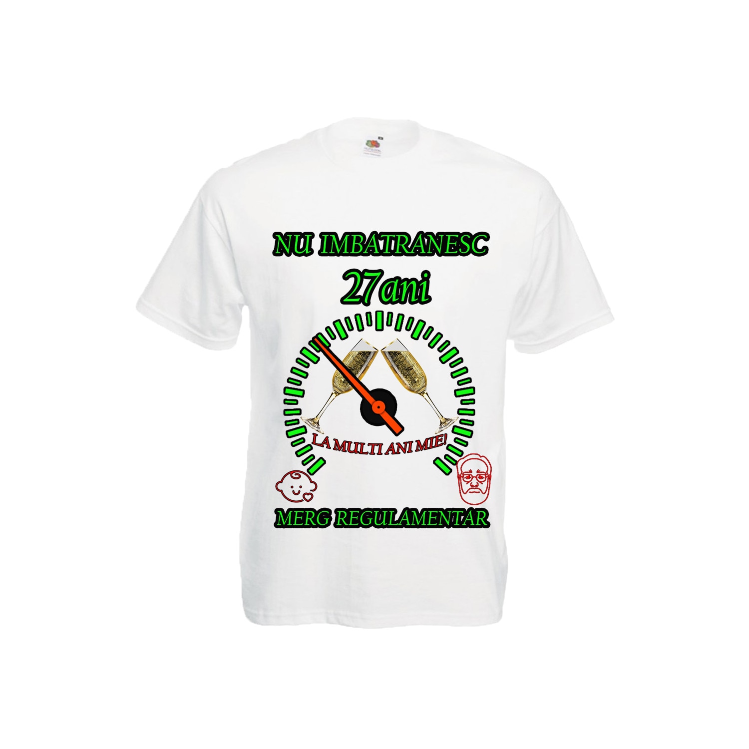 Tricou personalizat Fruit of the loom merg regulamentar 27 ani alb, Alb