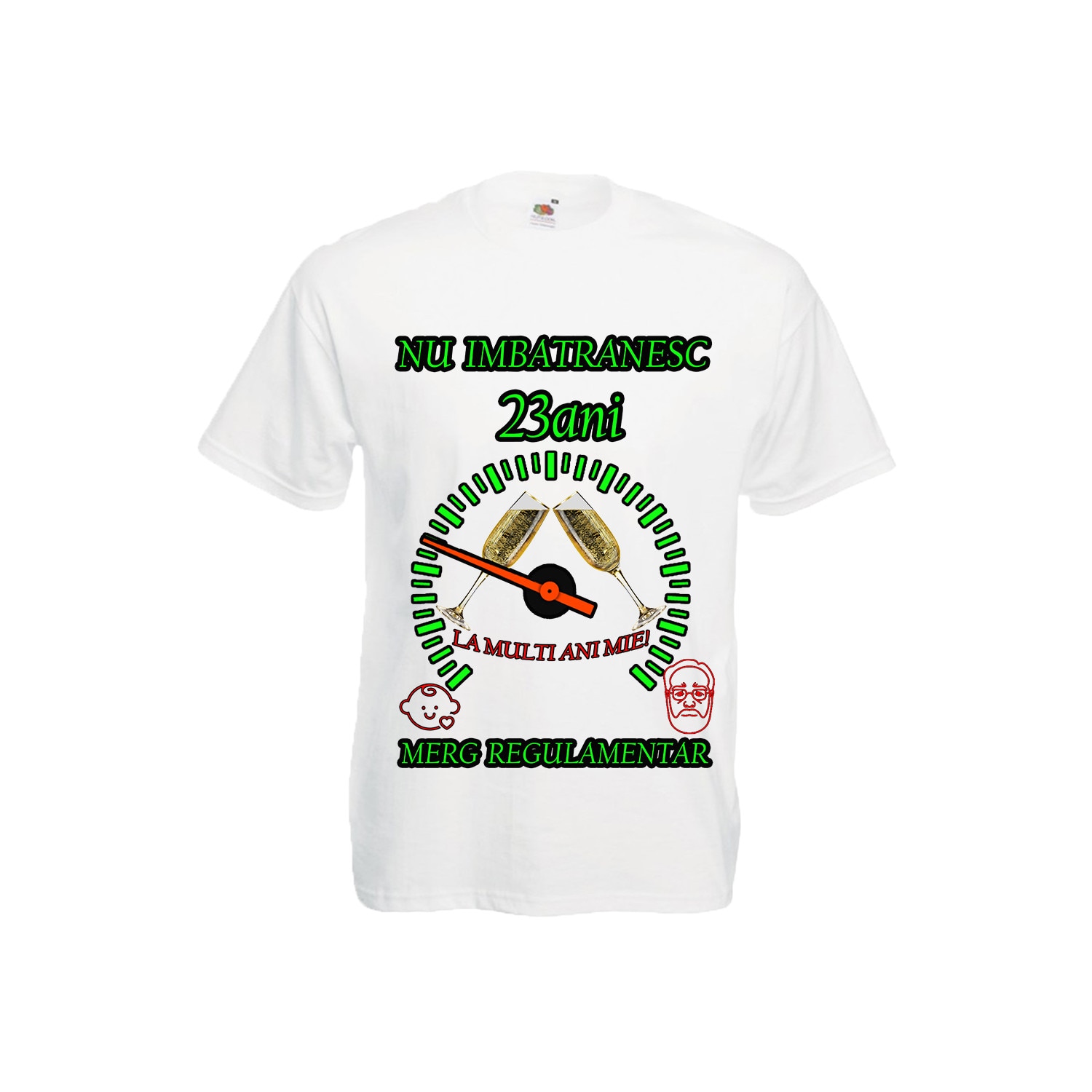Tricou personalizat Fruit of the loom barbat nu imbatranesc 23 ani alb M