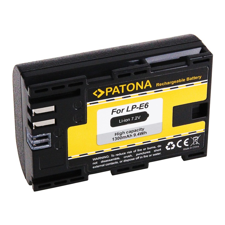 CANON LP-E6 1300mAh/7.2V/9.4Wh Patona utángyártott akkumulátor a legújabb InfoChippel