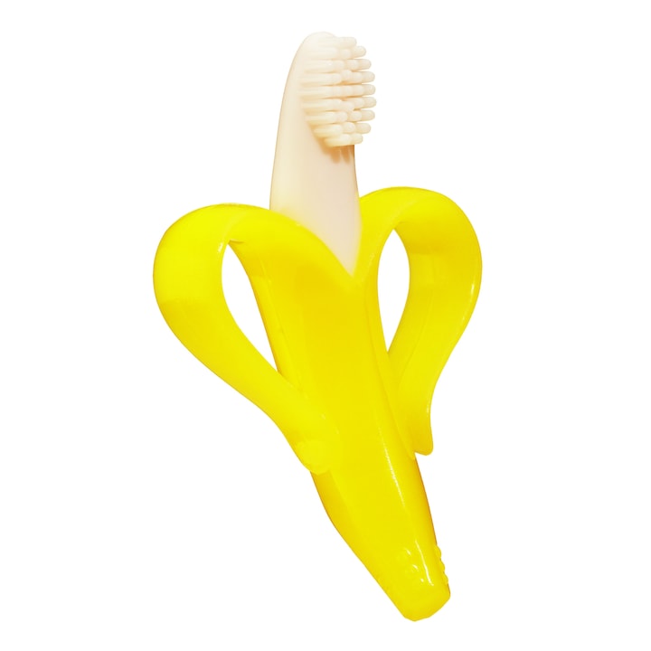 Бебешка четка за венци и зъбки Baby Banana, Бял/Жълт