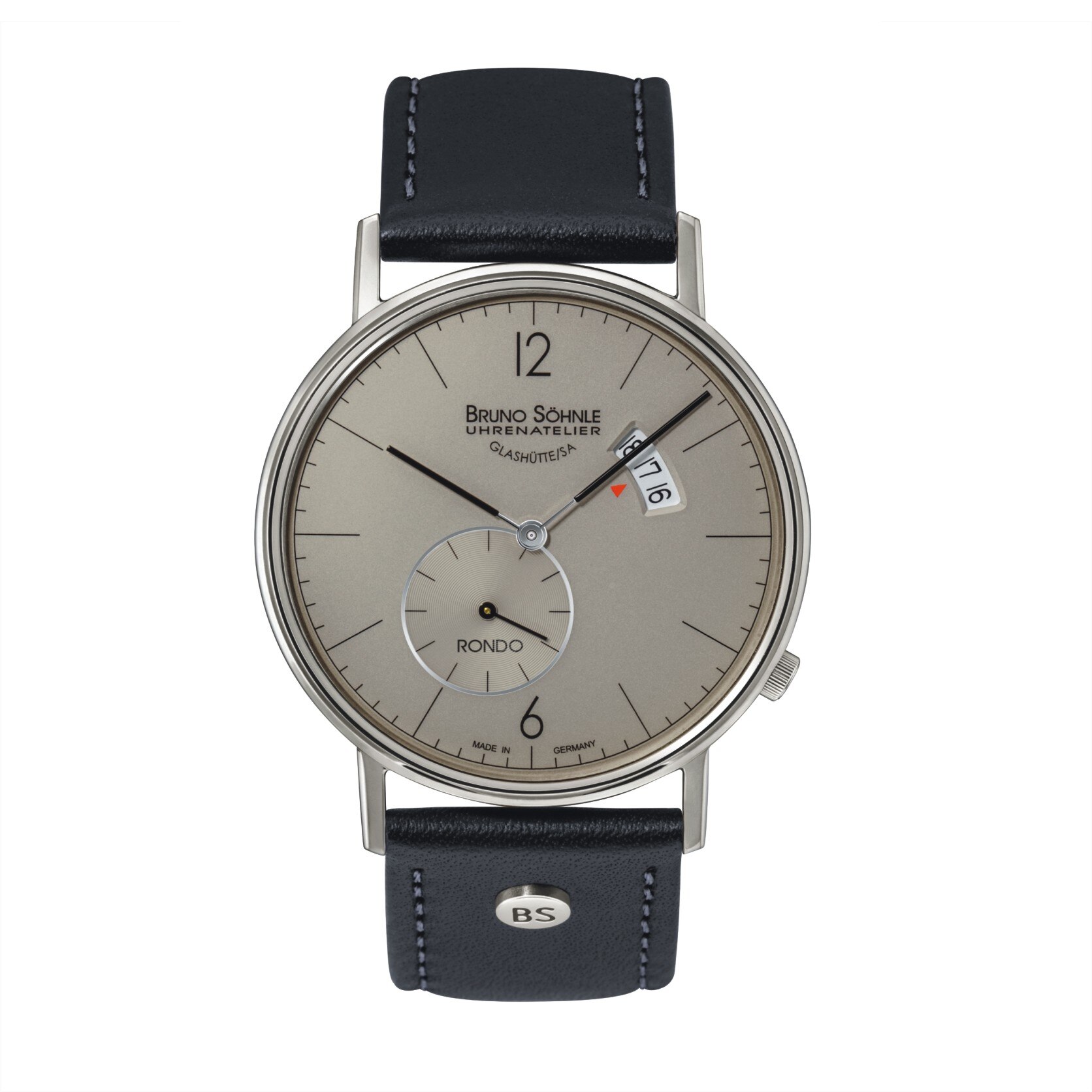 Ceas Bruno Sohnle 17-13053-861, Rondo, carcasa 38mm, cadran gri, curea neagra