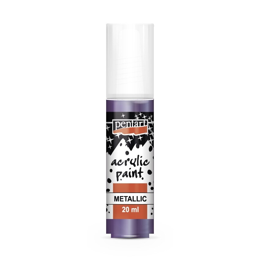 Vopsea acrilica metalizata pe baza de apa Pentart - mov, 20 ml