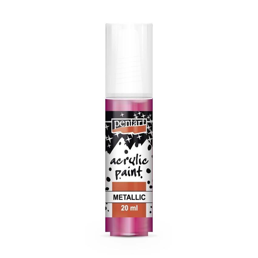 Vopsea acrilica metalizata pe baza de apa Pentart - magenta, 20 ml