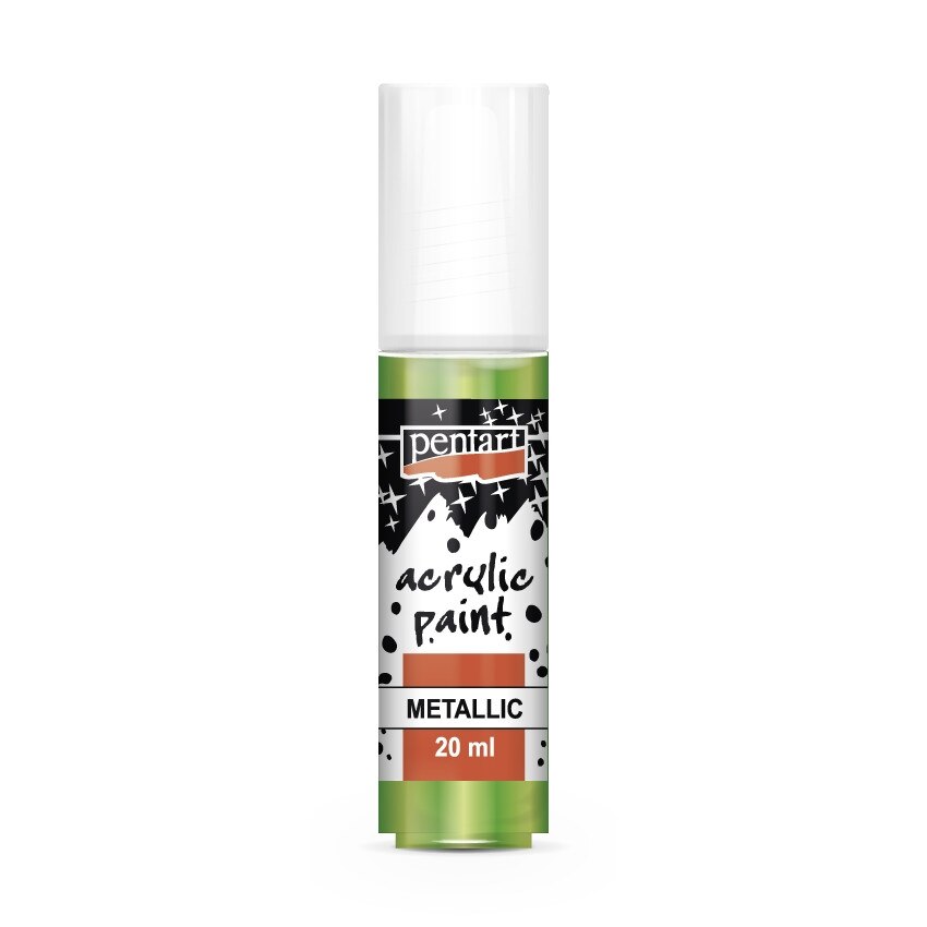 Vopsea acrilica metalizata pe baza de apa Pentart - verde deschis, 20 ml