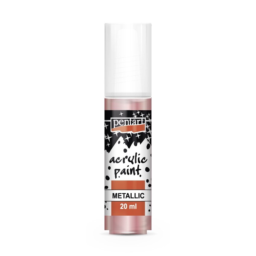 Vopsea acrilica metalizata pe baza de apa Pentart - roz, 20 ml