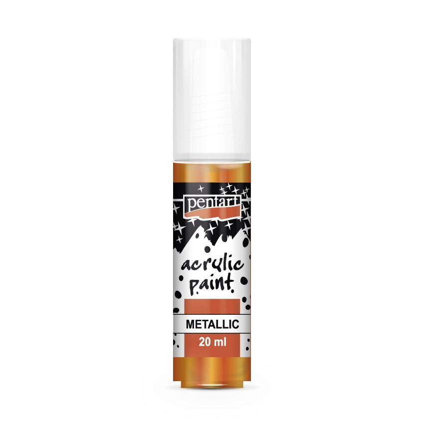 Vopsea acrilica metalizata pe baza de apa Pentart - portocaliu, 20 ml