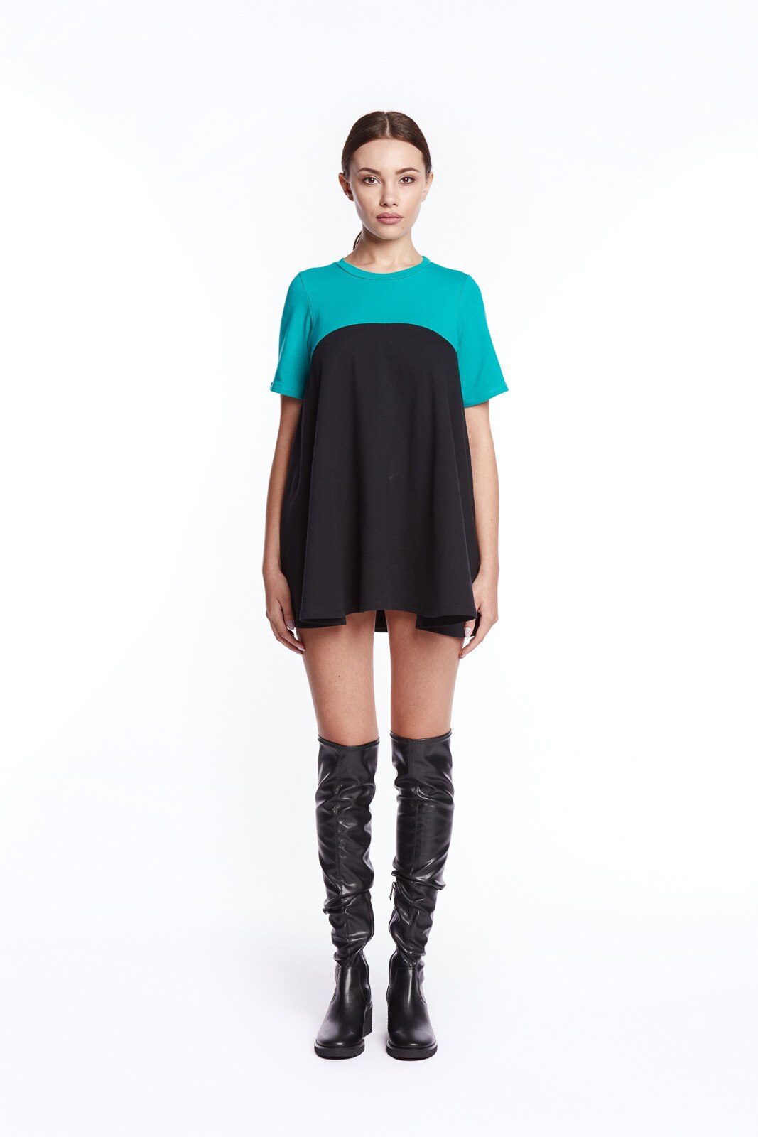 Bluza din tricot cu volan, masura S, Verde-Negru