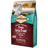 Hrana uscata pentru pisici Carnilove Fresh, Crap si Pastrav, Sterilised, 6 kg