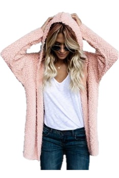 Jerseu Dama Fluffy cu gluga Roz XL Jerseu Dama Fluffy cu gluga Roz XL