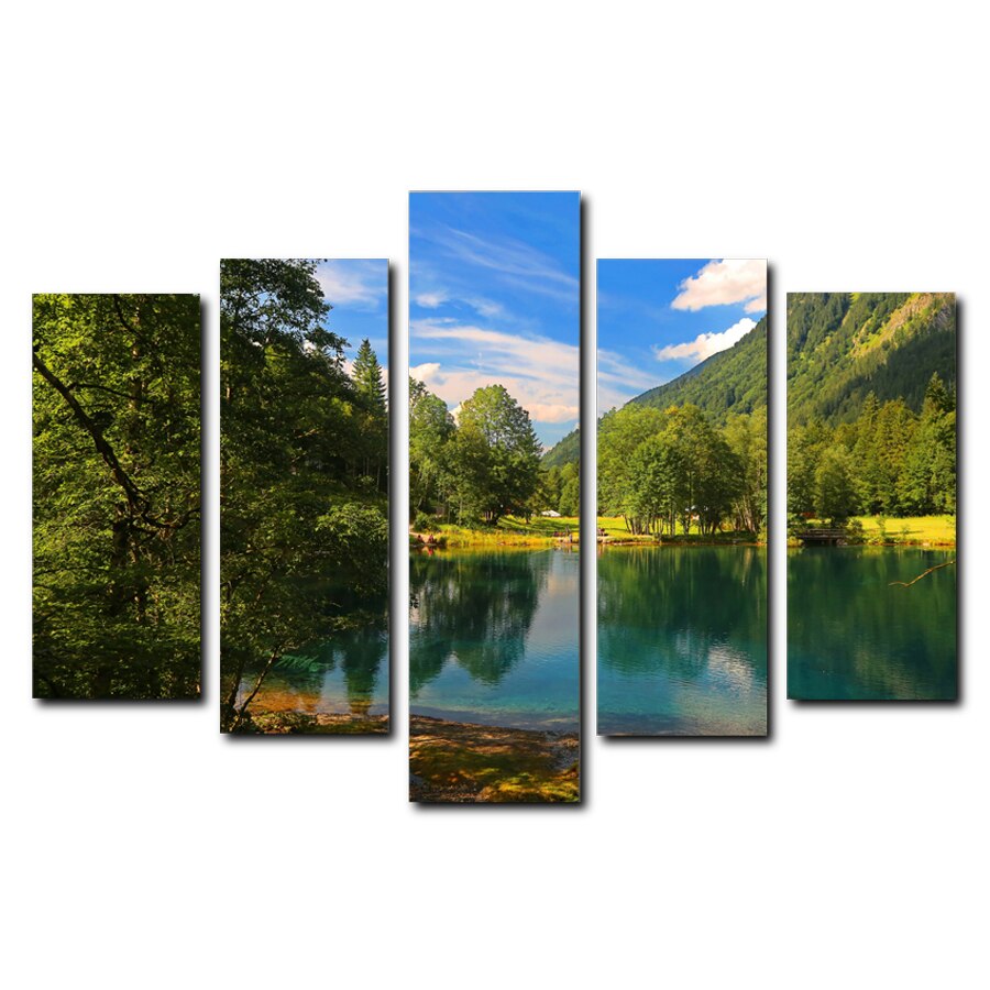 Tablou Canvas Lake Nature, 5 Piese, 90 x 150 cm