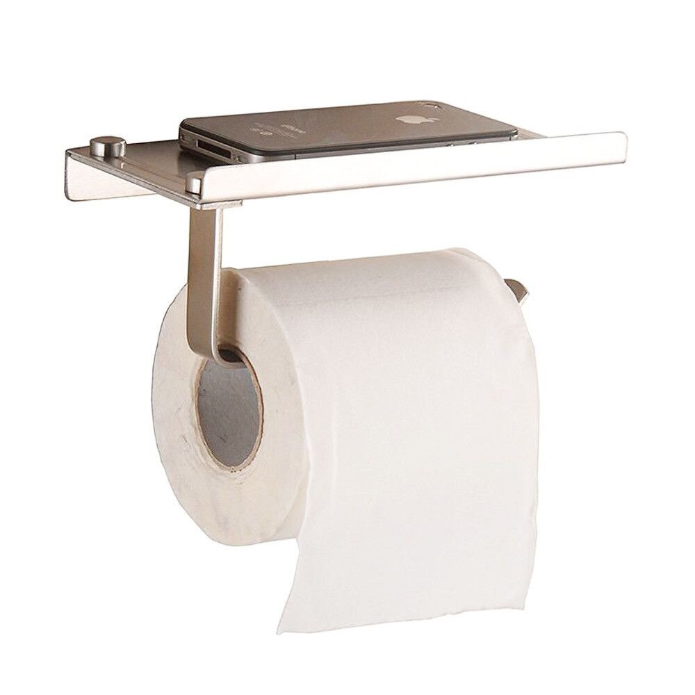 Suport hartie igienica cu raft depozitare telefon sau alte accesorii, dispenser hartie igienica cu raft FMD006