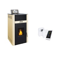 Termosemineu centrala peleti Ferroli Mirano Pellet 30 KW complet echipat cu pompa, vas de expasniune, supapa de siguranta si termostat Salus RT310i