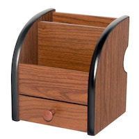 Suport din lemn cu 2 compartimente si sertar pentru pentru accesorii birou SP1022