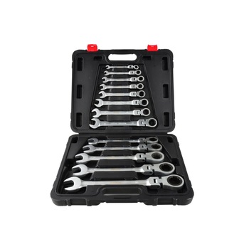 Set 13 chei inelare cu clichet si cap flexibil Geko K00105, 8-32 mm, Cr- V Set 13 chei inelare cu clichet si cap flexibil Geko K00105, 8-32 mm, Cr- V