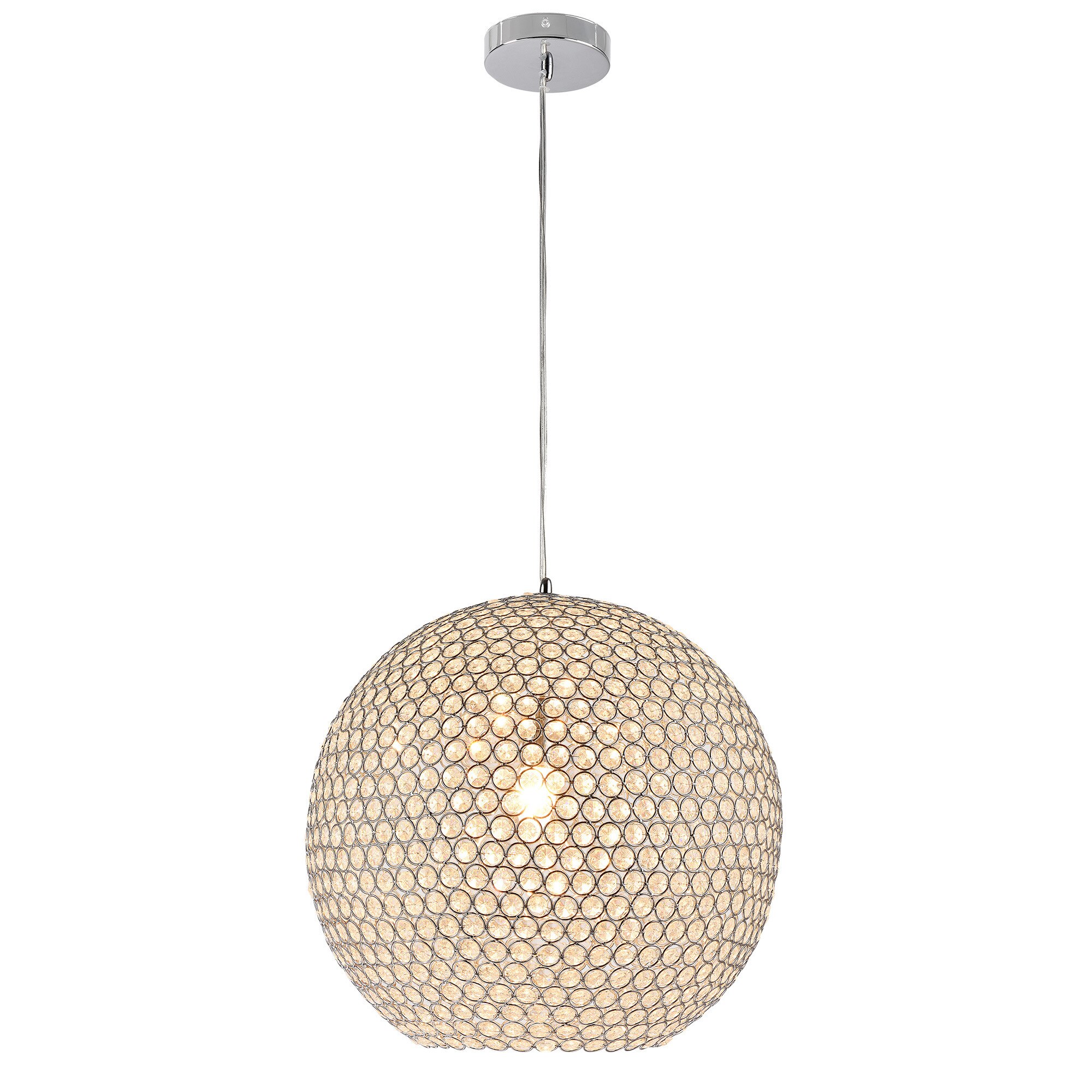 Lampa suspendata design decorativ Beauvais, lux.pro, E14, 40W, 158 cm, ø 40 cm otel/cristal, culoare crom/cristal