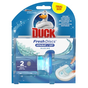 Odorizant gel pentru vasul de toaleta Duck Fresh Discs Marine, 2 discuri Odorizant gel pentru vasul de toaleta Duck Fresh Discs Marine, 2 discuri