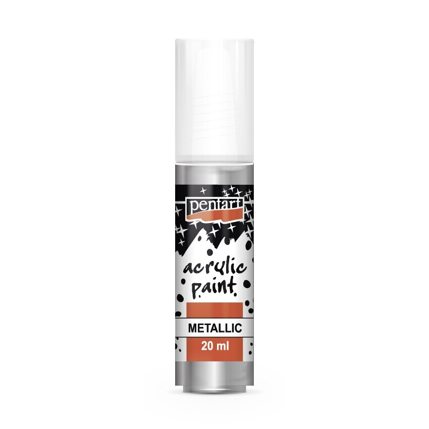 Vopsea acrilica metalizata pe baza de apa Pentart - argintiu rococo, 20 ml