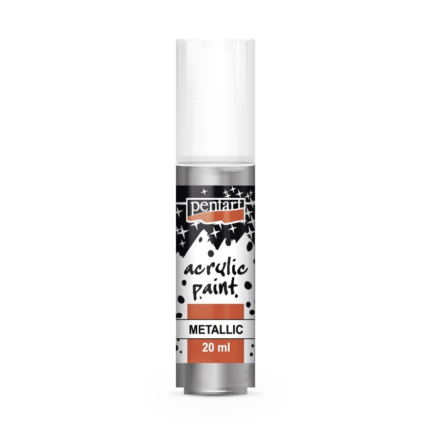Vopsea acrilica metalizata lucioasa pe baza de apa Pentart - argintiu, 20 ml