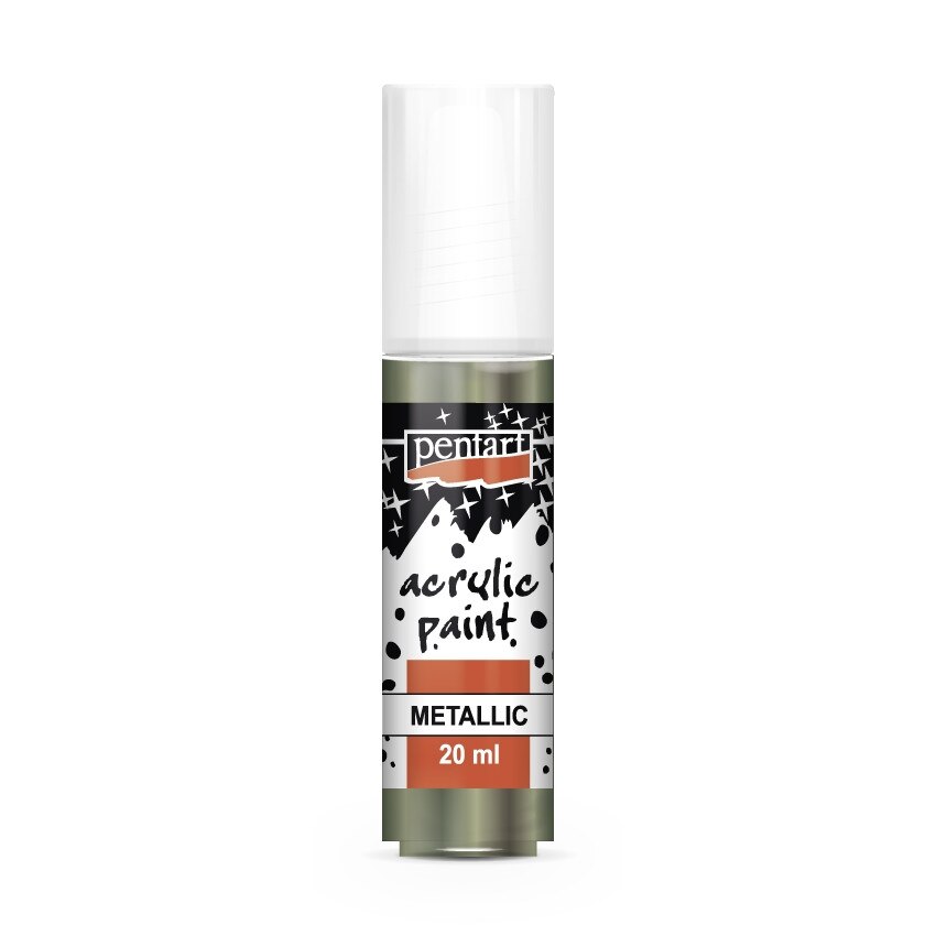 Vopsea acrilica metalizata lucioasa pe baza de apa Pentart - verde, 20 ml