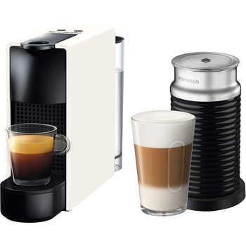 Pachet Espressor Nesspreso by Krups Essenza Mini, 1100 W, 19 bar, 0.6 L, Alb + Aparat spumare lapte Aeroccino 3, 1450 W, Negru Pachet Espressor Nesspreso by Krups Essenza Mini, 1100 W, 19 bar, 0.6 L, Alb + Aparat spumare lapte Aeroccino 3, 1450 W, Negru