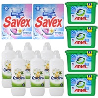 pachet - 6 x coccolino iasomie balsam de rufe 925 ml  4 x ariel detergent rufe 3in1 capsule 405g 15buccutie  2 x savex detergent rufe automat white and colours 300 g imagen 25_0_
0