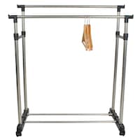 Suport Mobil Dublu Metalic pentru Haine si Umerase cu Inaltime Reglabila 90-160cm