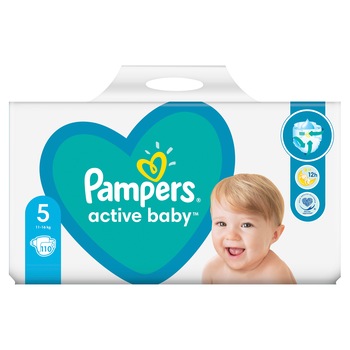 Scutece Pampers Active Baby Mega Box, Marimea 5, 11 -16 kg, 110 buc