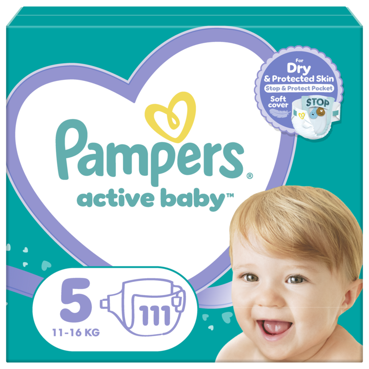 Пелени Pampers Active Baby Mega Box, Размер 5, 11 -16 кг, 110 броя