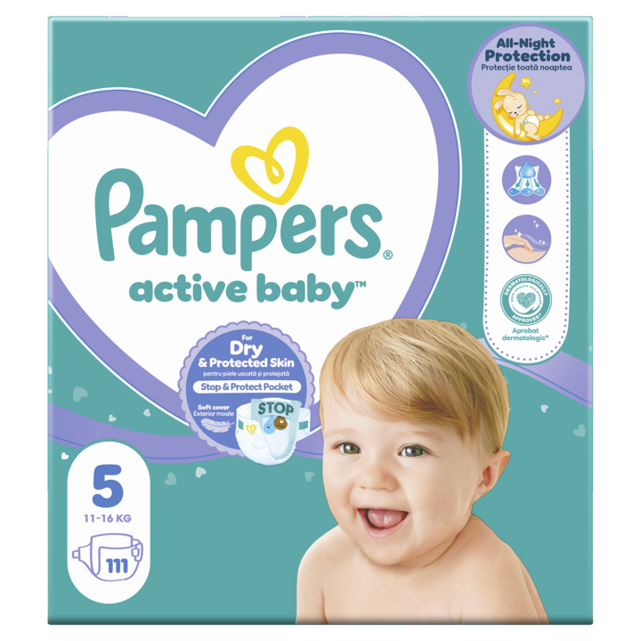 Пелени Pampers Active Baby Mega Box, Размер 5, 11 -16 кг, 110 броя