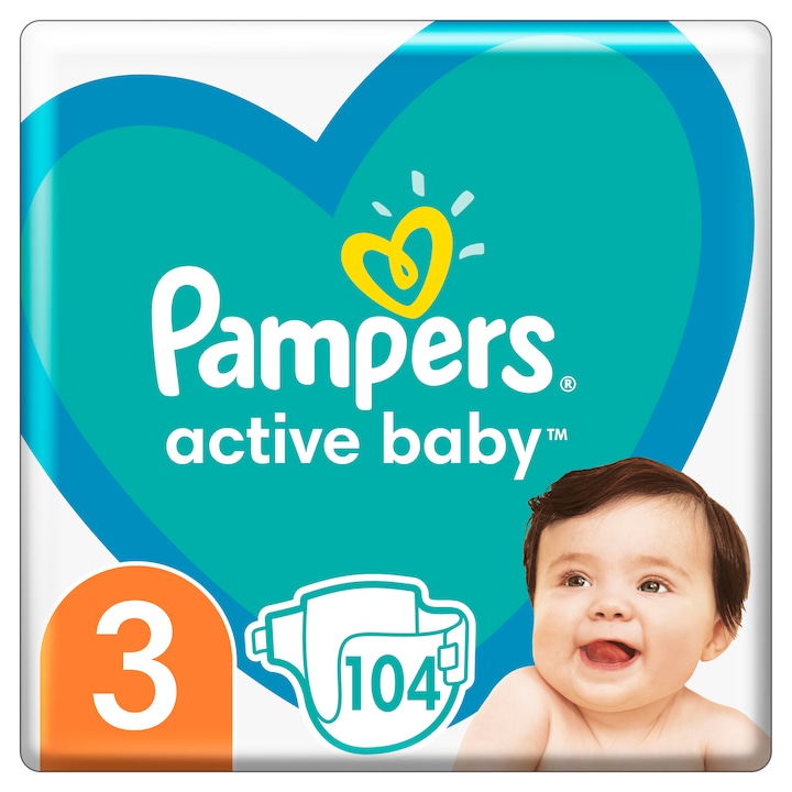 Pampers Active Baby Giant Pack+ pelenka, 3-as méret, 104 db