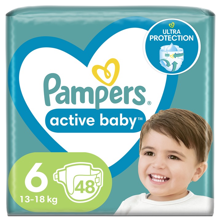 Пелени Pampers Active Baby Jumbo Pack, Размер 6, 13-18 кг, 48 броя