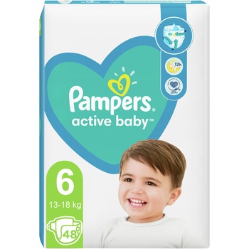 Scutece Pampers Active Baby jumbo Pack, Marimea 6, 13 -18 kg, 48 buc